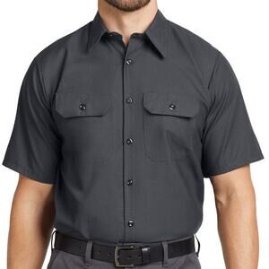 NWT Red Kap Charcoal Short Sleeve Button Up Ripstop Industrial Work Shirt XXL